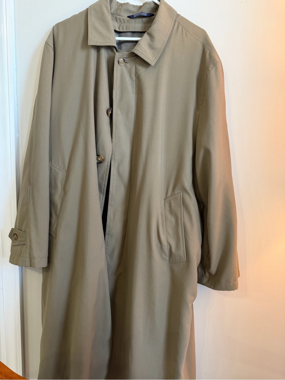 Stafford Men's 42S w/Belt Trench Coat in Dark Khaki